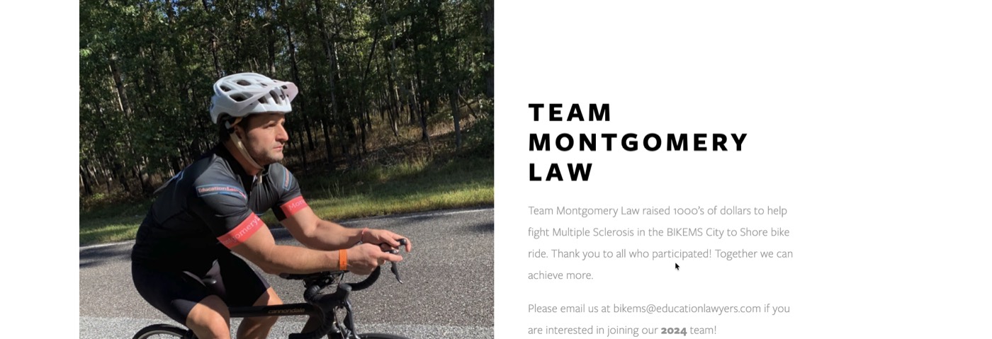 Joe Montgomery riding with Team Montgomery Law in the Bike MS City to Shore event