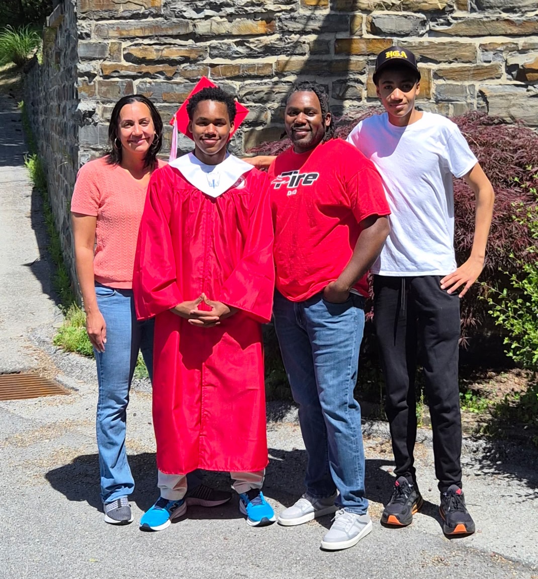 The Woods family together at N.W.’s graduation on June 4, 2026
