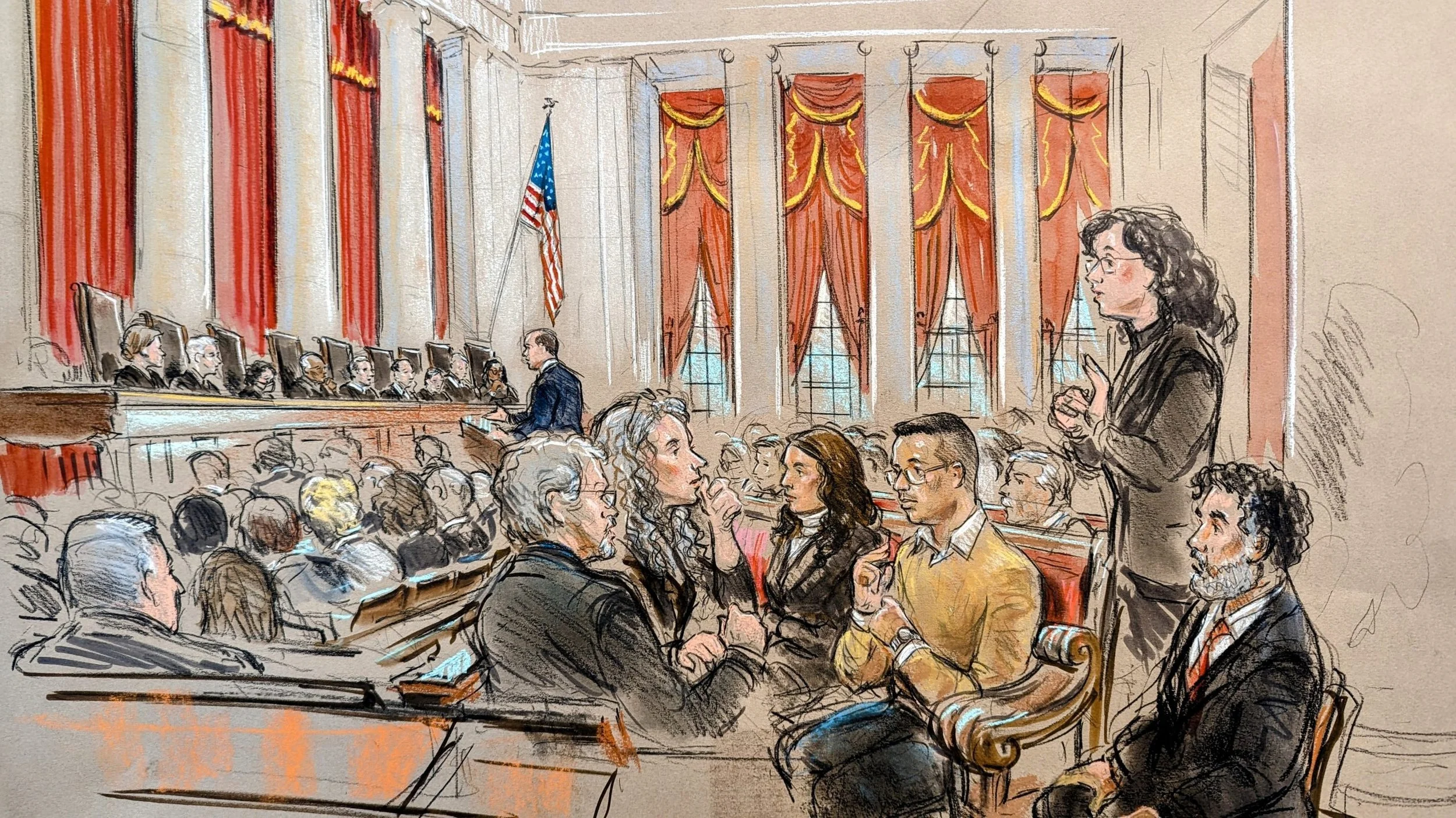  On Wednesday, Miguel Perez, accompanied by sign-language interpreters, appeared for oral argument. (📸: William Hennessy) 
